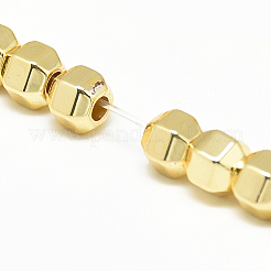 電気メッキ磁気無し合成ヘマタイトビーズ連売り  ポリゴン  黄金メッキ  6x5x5mm  穴：2mm  約78個/連  15.7インチ&nbsp;X-G-Q465-34G