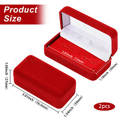 長方形のベルベットカフスボタン梱包箱  レッド  7.65x3.9x2.7cm&nbsp;AJEW-WH0817-172