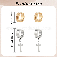 24個 12スタイル 204ステンレススチール クリップオンイヤリング  クロスドロップイヤリングレディースメンズ  ミックスカラー  13~31x4mm  2個/スタイル&nbsp;EJEW-AN0003-44