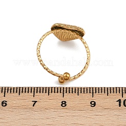 304ステンレススチール製調節可能な女性用オープンカフリング  ハート  ゴールドカラー  11.5x12.5mm  内径：16mm&nbsp;RJEW-K303-02G