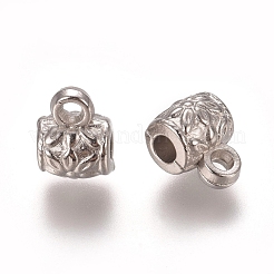 Ccb プラスチック チューブ ベイル  ループベイル  保釈ビーズ  花を持つ列  プラチナ  7x5.5x5mm  穴：1.2mm  内径：2mm&nbsp;CCB-L011-055P