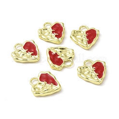 合金エナメルチャーム  ライトゴールド  ハート  レッド  19x18x3mm  穴：4x4mm&nbsp;PALLOY-F285-03B-LG