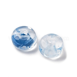 透明なアクリルビーズ  フラットラウンド  ツートン  ライトスカイブルー  7x4mm  穴：1.8mm  65~70個/セット&nbsp;OACR-S069-01B