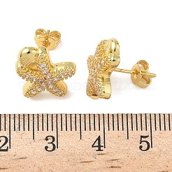 Brass Micro Pave Clear Cubic Zirconia Stud Earrings&nbsp;EJEW-A145-03C-G