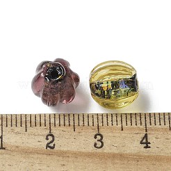 手作りのフォイルのガラスビーズ  カボチャ  ミックスカラー  10x9.5mm  穴：1.6mm&nbsp;LAMP-P068-03