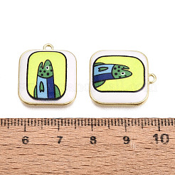 Printed Alloy Enamel Pendants&nbsp;ENAM-N072-01KCG-02