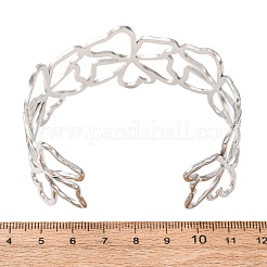304ステンレススチール製、中空の花模様のオープンカフバングル（女性用）  変色なし  ステンレス鋼色  内径：2.44x2.09インチ（6.2x5.3cm）&nbsp;SA-CBABC9E-02P