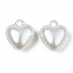 アクリル模造パールのペンダント  ハート  乳白色  17x14x8mm  穴：1.8mm  約500個/500g&nbsp;OACR-N134-006