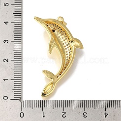 Dolphin Rack Plating Brass Micro Pave Cubic Zirconia Pendants&nbsp;KK-U019-26G