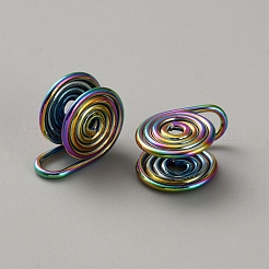 304ステンレススチールスパイラルパッドカフイヤリング  ピアスのない耳用のワイヤーラップジュエリー.  虹色  15x12.5mm&nbsp;EJEW-WH0098-06RC