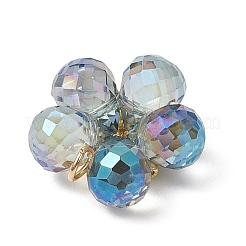 クリアガラスペンダント  花  304ステンレススチールの丸カンループ付き  ダークシアン  21x22x8mm  穴：3mm&nbsp;PALLOY-MZ00645-01
