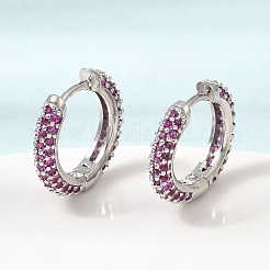 Brass Micro Pave Cubic Zirconia Hoop Earrings&nbsp;KK-CBA8324-24P-02