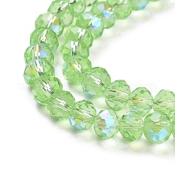 電気メッキガラスビーズセット  半分虹メッキ  多面カット  ロンデル  薄緑  2.9~3.3x2mm  穴：0.8mm  約135~140個/連  32~34cm&nbsp;EGLA-A034-T2mm-L17