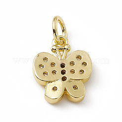 Brass Micro Pave Clear Cubic Zirconia Butterfly Charms&nbsp;ZIRC-F132-37G