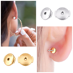 2ペア2色のスターリングシルバーのイヤリング  ピアスバックキャッチ  ゴールデン·ステンレス鋼色  6x7x1.5mm  穴：1.2mm  1対/カラー&nbsp;STER-CN0001-14C