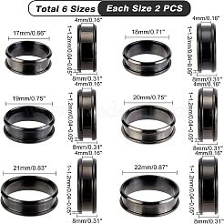 12Pcs 6 Style Stainless Steel Grooved Finger Ring Settings&nbsp;STAS-UN0031-37