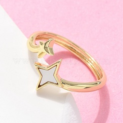 女性用真鍮シェルカフリング  カドミウムフリー＆鉛フリー  スター  16KGP本金メッキ  内径：19.5mm&nbsp;RJEW-C126-13G
