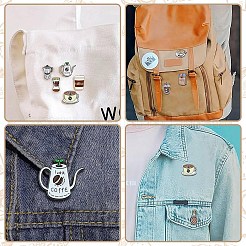 6 個 6 スタイルコーヒーテーマエナメルピン  バックパック服用合金ブローチ  混合図形  ミックスカラー  24~29x14~29mm  1個/スタイル&nbsp;JEWB-YW0001-06A