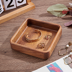 指輪用の木製ディスプレイトレイ  ネックレス  イヤリング  正方形  ココナッツブラウン  14.8x14.5x4cm&nbsp;ODIS-BBC0001-09