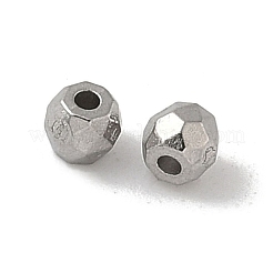 304ステンレススチールビーズ  ファセットラウンドビーズ  ステンレス鋼色  3.5x3mm  穴：1mm&nbsp;STAS-G367-01P-01