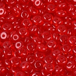 模造翡翠ガラスシードビーズ  ロンデル  ファイヤーブリック  6x3mm  穴：1.2~1.6mm  約2500個/ポンド&nbsp;SEED-Q042-01A-C03