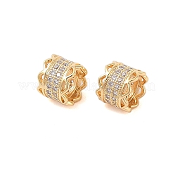 Brass Micro Pave Clear Cubic Zirconia European Beads&nbsp;KK-B100-010G