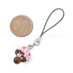 ガラスシードビーズ携帯ストラップ  キノコ  ミックスカラー  9.2cm&nbsp;HJEW-MZ00102