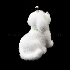 不透明樹脂のペンダント  プラチナトーンの鉄ループ付き  ホワイト  犬チャーム  30x20x28mm  穴：2mm&nbsp;RESI-G128-01M