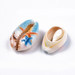Printed Natural Cowrie Shell Beads&nbsp;SHEL-S266-21