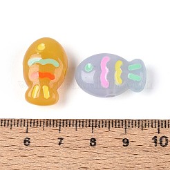 模造ゼリーアクリルビーズ  エナメル  魚  ミックスカラー  14x22x9mm  穴：2.8mm&nbsp;OACR-N152-09