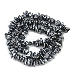 電気めっきシェルパールビーズ連売り  チップ  ブラック  5~12x2~5x4~6mm  穴：1mm  15.16~15.35''（38.5~39センチメートル）&nbsp;BSHE-H113-01C