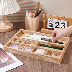 1Pc Wood Desktop Grided Storage Trays&nbsp;AJEW-PH0008-46