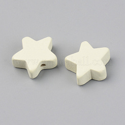 塗装天然木ビーズ  無鉛の  スター  ベージュ  14x15.5x6mm  穴：1.2mm&nbsp;WOOD-T021-41A