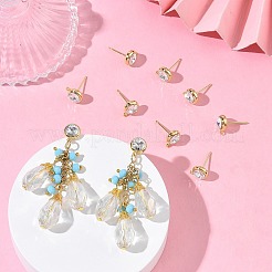 シェグレース 真鍮製ラインストーン フラットラウンドスタッドピアス金具  カドミウムフリー＆ニッケルフリー＆鉛フリー  カン付き  18KGP本金メッキ  10x8mm  穴：1.2mm&nbsp;XGR0099G-120G