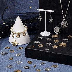 2袋2色のチベット風ペンダント  カドミウムフリー＆鉛フリー  太陽と月と星  アンティークシルバー＆アンティーク金色  11~33x6~30x1~4mm  1bag /カラー&nbsp;FIND-FH0003-66