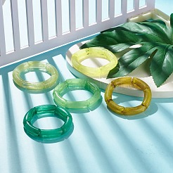アクリルチューブビーズストレッチブレスレットセット  ミックスカラー  内径：2-1/8インチ（5.3cm）  5個/セット&nbsp;BJEW-JB07772
