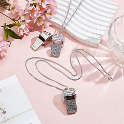 1Pc Iron Rhinestone Whistle Pendant Popcorn Chain Necklaces for Women&nbsp;NJEW-DR0001-03A
