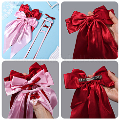 6 Styles Bowknot Polyester Hair Barrettes&nbsp;PHAR-SP0001-22B