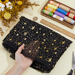 1mの星型ポリエステル生地  DIY 衣類アクセサリー  ブラック  1530x1mm&nbsp;DIY-CY0003-62A