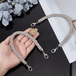 合金クリスタルラインストーンバッグハンドル2個  バッグストラップ用交換アクセサリー用  プラチナ  300x10mm&nbsp;DIY-PH0028-95P