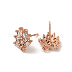 Brass Clear Cubic Zirconia Stud Earring Findings&nbsp;EJEW-E257-03RG