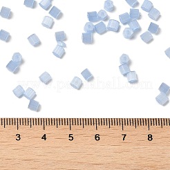 ガラスシードビーズ  模造キャットアイ  丸い穴  六角  ライトスカイブルー  3.5x3.8x3.5mm  穴：1mm  約6338個/ポンド&nbsp;SEED-H002-D-A813