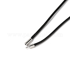 ワックスネックレス作りアクセサリー  プラチナ真鍮バヨネットクラスプ付き  ブラック  50.5x0.3cm&nbsp;MAK-TAC0001-04B