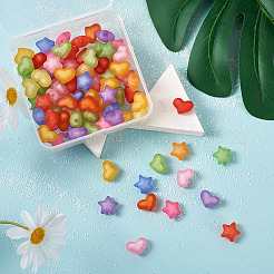 100Pcs 2 Style Frosted Acrylic Beads&nbsp;FACR-BT0001-01