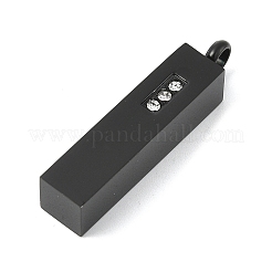 304ステンレスペンダント  クリスタルラインストーン付き  長方形のチャーム  ブラック  37.5x8x8mm  穴：3.5mm&nbsp;STAS-G195-26B