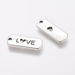 Tibetan Style Alloy Rectangle with Word Love Pendants&nbsp;X-TIBEP-Q043-069-RS