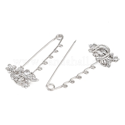 Flower 304 Stainless Steel Safety Pins Brooch Findings&nbsp;SA-CBA098D-14A-P05