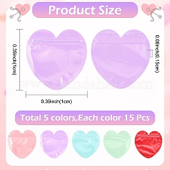 ハート型ジュエリー用ジップトップバッグ（75色）5個  陰陽模様の再封可能なプラスチック製包装袋  セルフシールバッグ  ミックスカラー  10x10x0.15cm  15個/カラー&nbsp;FIND-YW0011-11