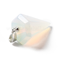 オパールペンダント  プラチナトーンの真鍮パーツ  多面カットコーン  25~28x15~16x13~14mm  穴：2x6mm&nbsp;G-F714-02G