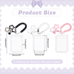 3袋 3色長方形アクリルカードホルダー  シリコン製の花とプラスチック製のペンダント装飾付き  ミックスカラー  110x73x5.5mm  1袋/色&nbsp;AJEW-ME0002-70
